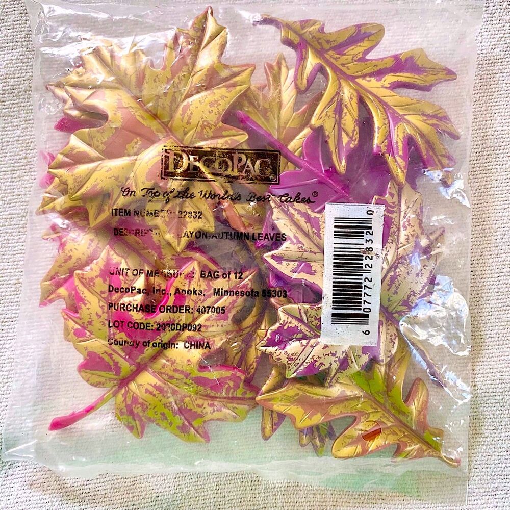 DecoPac Autumn Leaves Layon Cake Toppers Decoration Fall Thanksgiving 12 Count